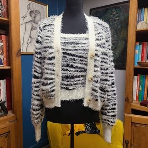 Willow & Wind Zebra Print Tank & Cardigan Size M
